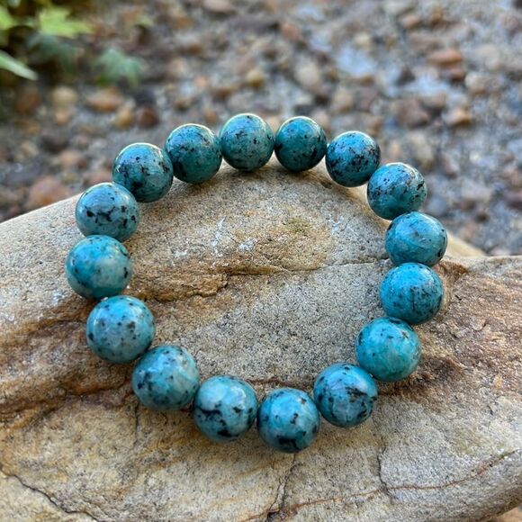 NEW! Green Jasper Apatite Stone Beaded Bracelet - Picture 1 of 5